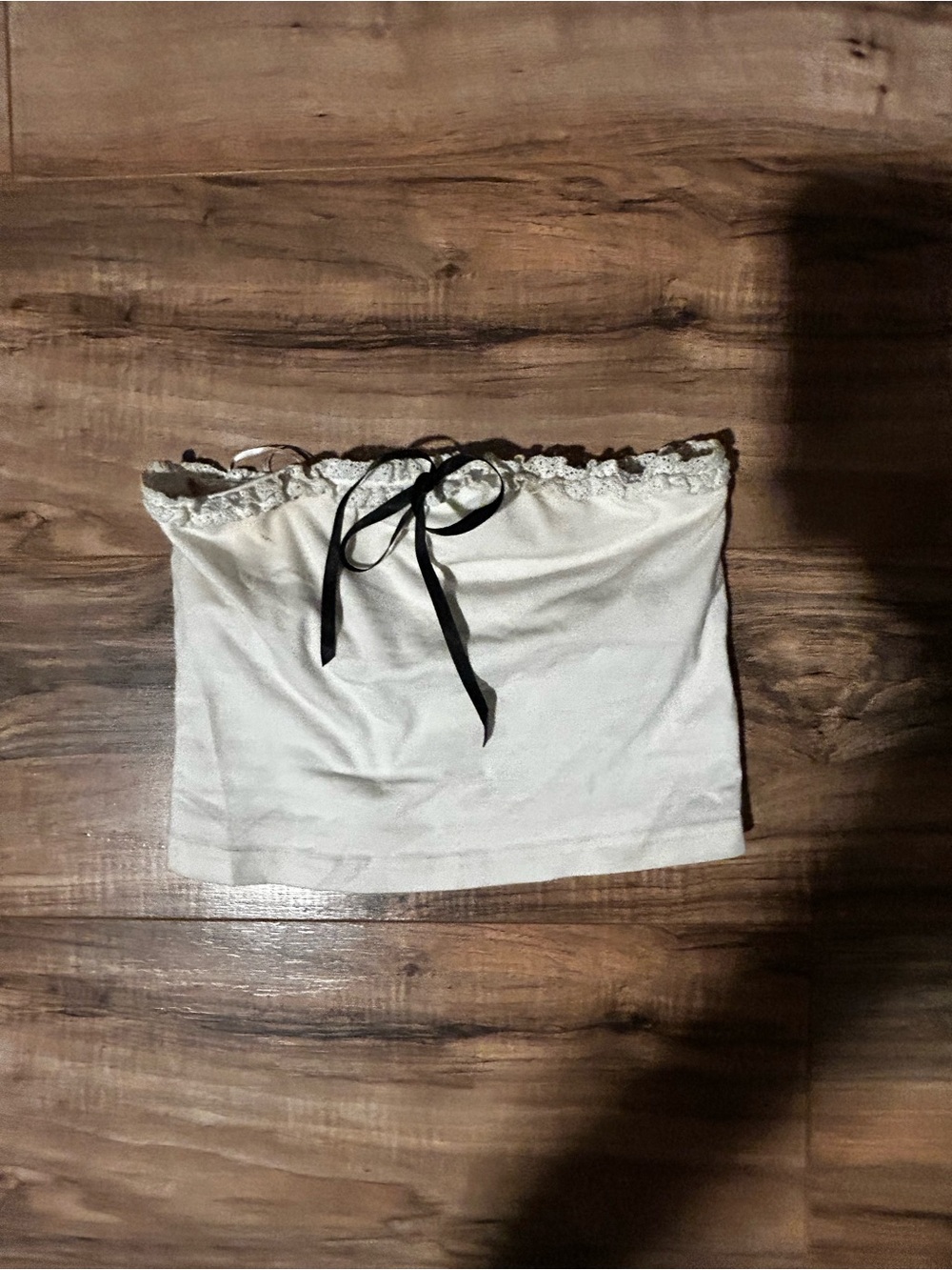 Kimchi Blue Cream Tube Top with Black Ribbon